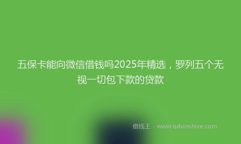五保卡能向微信借钱吗2025年精选，罗列五个无视一切包下款的贷款