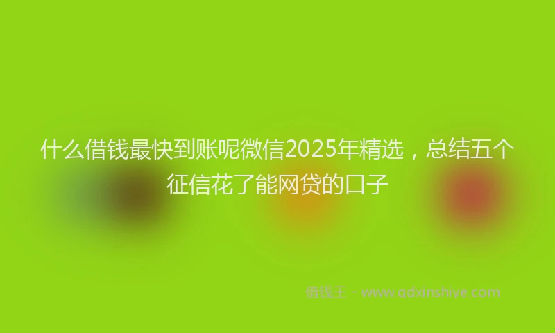 什么借钱最快到账呢微信2025年精选，总结五个征信花了能网贷的口子