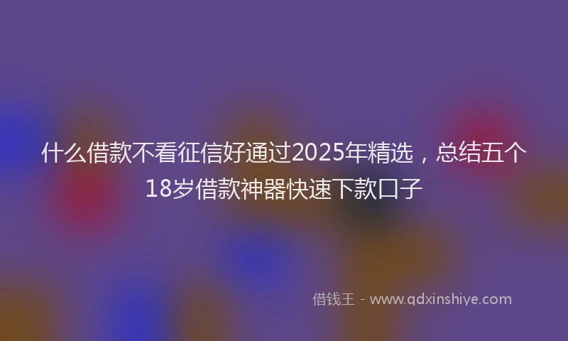 什么借款不看征信好通过2025年精选，总结五个18岁借款神器快速下款口子