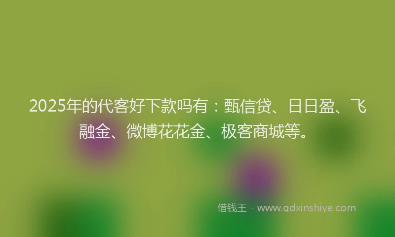 2025年的代客好下款吗有：甄信贷、日日盈、飞融金、微博花花金、极客商城等。