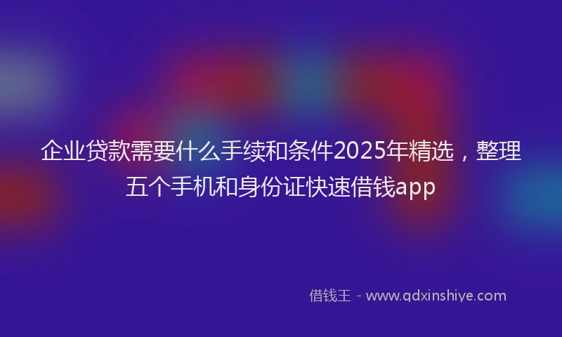 企业贷款需要什么手续和条件2025年精选，整理五个手机和身份证快速借钱app