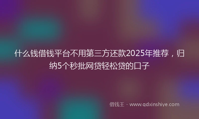 什么钱借钱平台不用第三方还款2025年推荐，归纳5个秒批网贷轻松贷的口子