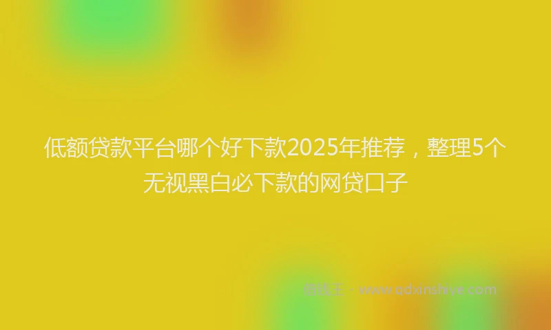 低额贷款平台哪个好下款2025年推荐，整理5个无视黑白必下款的网贷口子