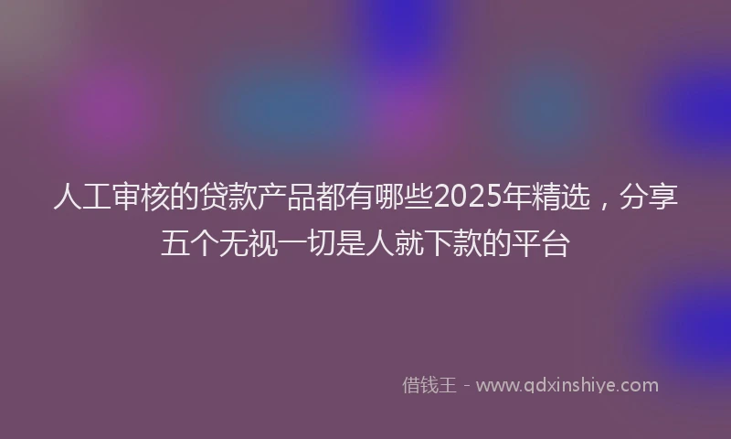 人工审核的贷款产品都有哪些2025年精选，分享五个无视一切是人就下款的平台