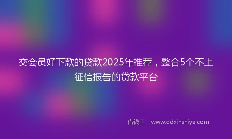交会员好下款的贷款2025年推荐，整合5个不上征信报告的贷款平台