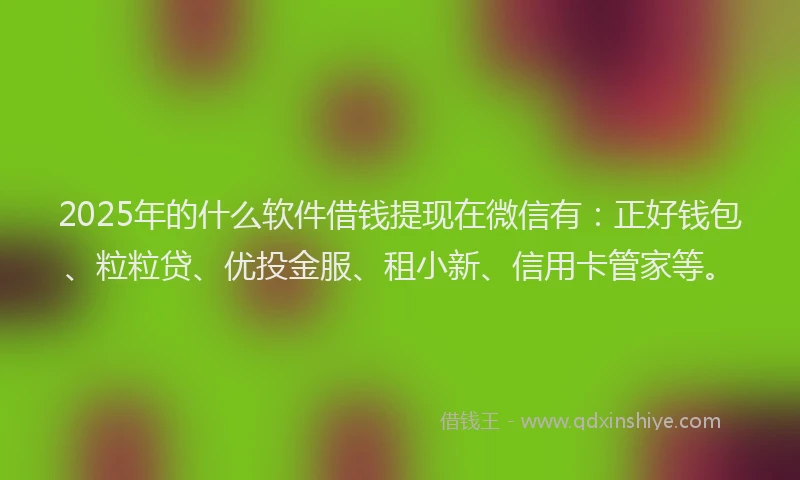 2025年的什么软件借钱提现在微信有：正好钱包、粒粒贷、优投金服、租小新、信用卡管家等。