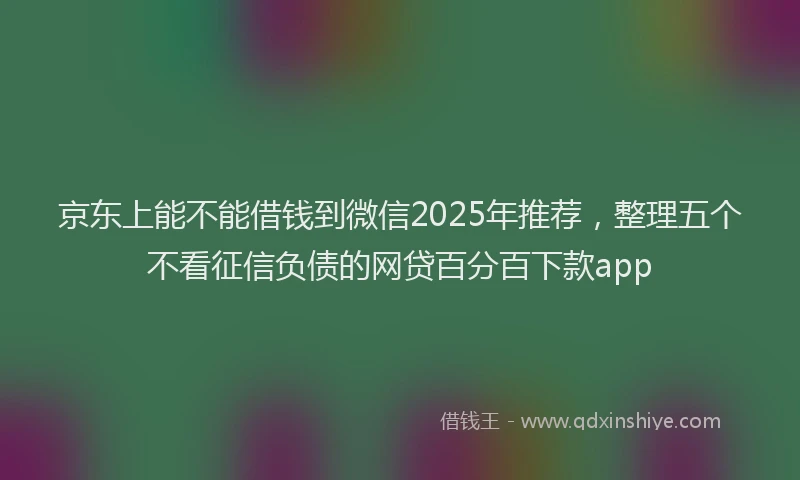 京东上能不能借钱到微信2025年推荐，整理五个不看征信负债的网贷百分百下款app