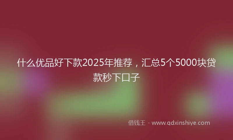 什么优品好下款2025年推荐，汇总5个5000块贷款秒下口子