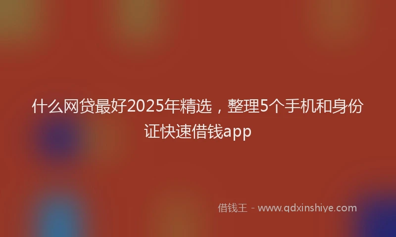 什么网贷最好2025年精选,整理5个手机和身份证快速借钱app