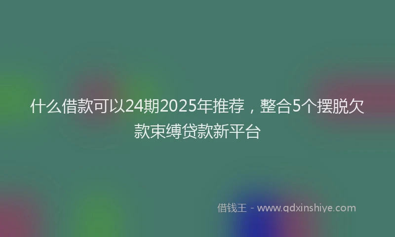什么借款可以24期2025年推荐,整合5个摆脱欠款束缚贷款新平台