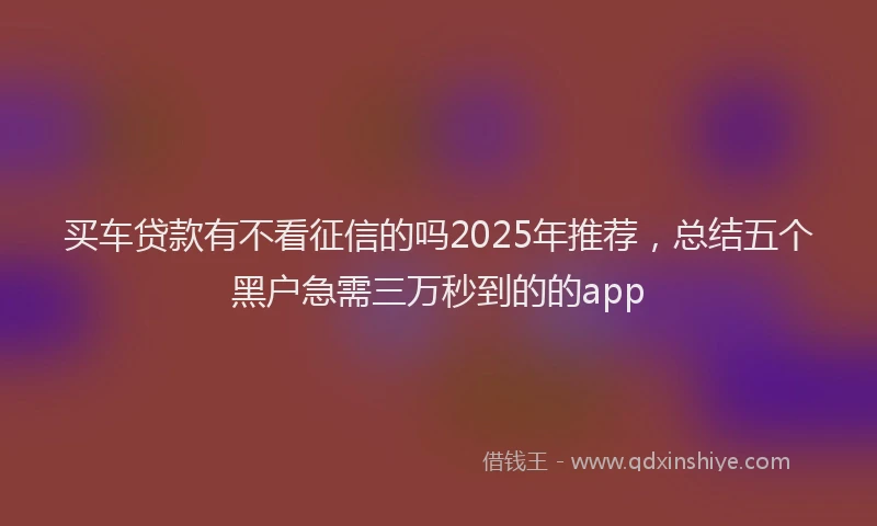 买车贷款有不看征信的吗2025年推荐，总结五个黑户急需三万秒到的的app