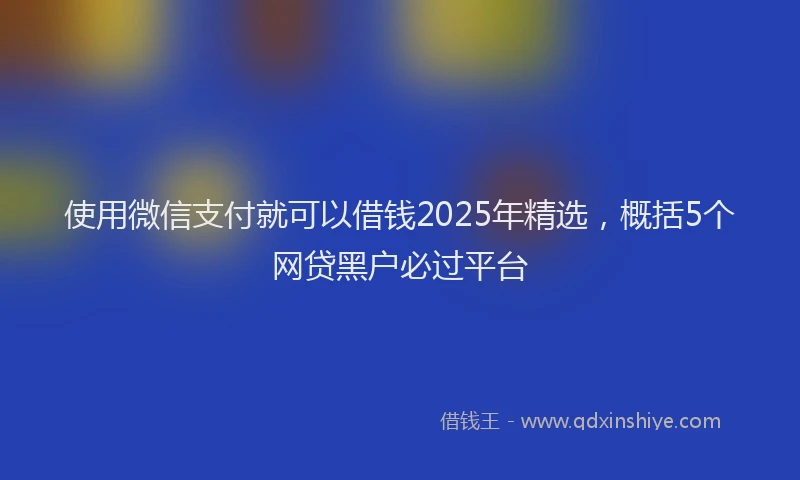 使用微信支付就可以借钱2025年精选，概括5个网贷黑户必过平台