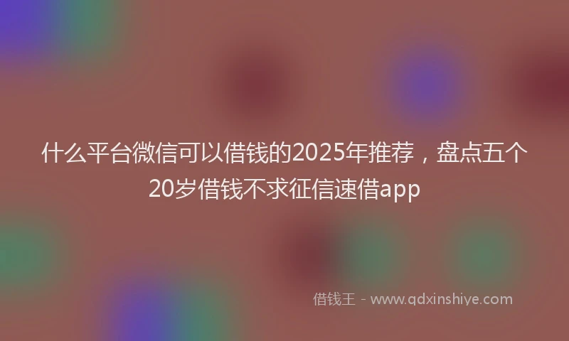 什么平台微信可以借钱的2025年推荐，盘点五个20岁借钱不求征信速借app