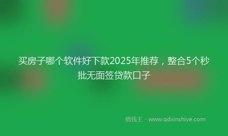 买房子哪个软件好下款2025年推荐，整合5个秒批无面签贷款口子