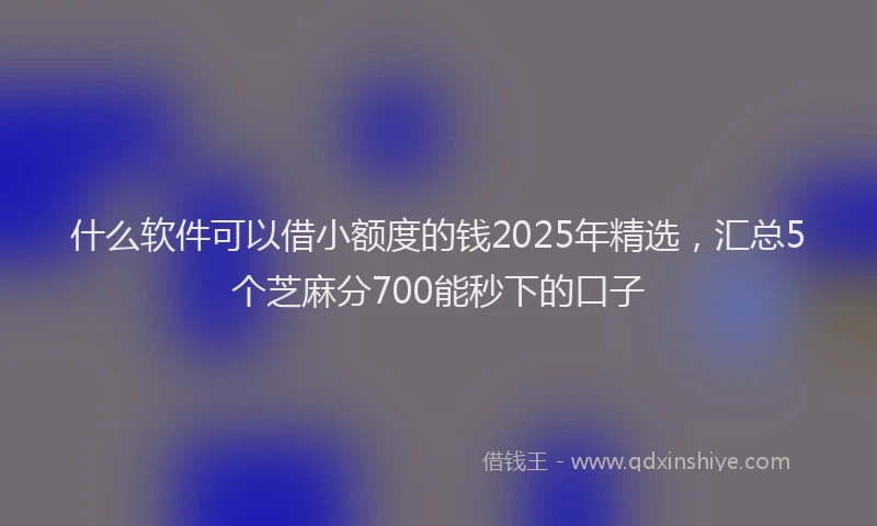什么软件可以借小额度的钱2025年精选,汇总5个芝麻分700能秒下的口子