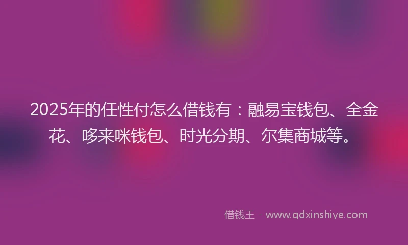 2025年的任性付怎么借钱有：融易宝钱包、全金花、哆来咪钱包、时光分期、尔集商城等。