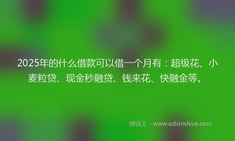 2025年的什么借款可以借一个月有：超级花、小麦粒贷、现金秒融贷、钱来花、快融金等。