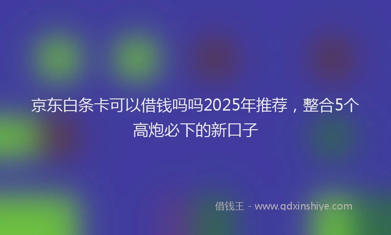 京东白条卡可以借钱吗吗2025年推荐，整合5个高炮必下的新口子