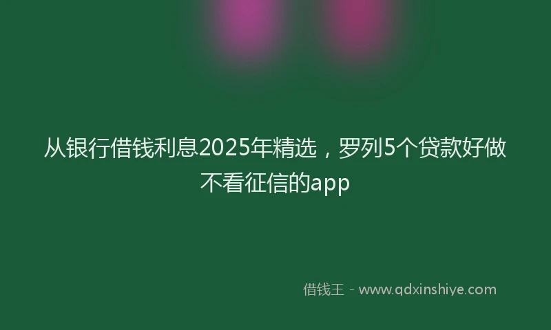 从银行借钱利息2025年精选，罗列5个贷款好做不看征信的app