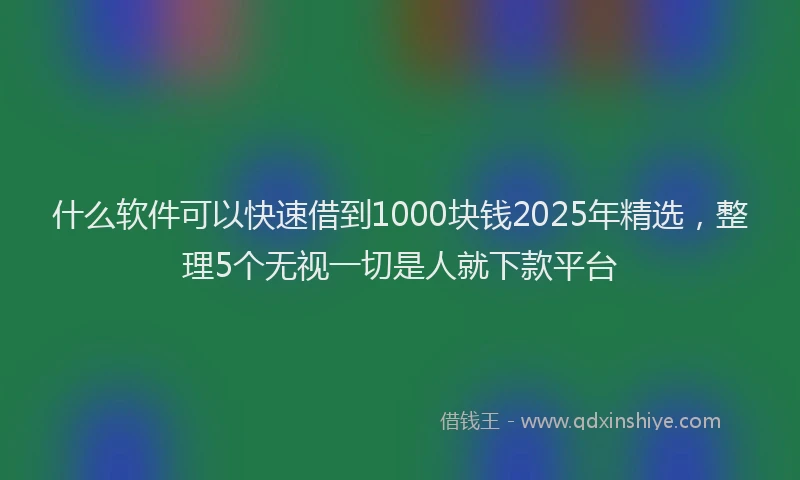 什么软件可以快速借到1000块钱2025年精选，整理5个无视一切是人就下款平台