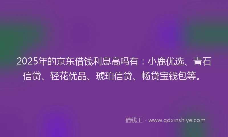 2025年的京东借钱利息高吗有：小鹿优选、青石信贷、轻花优品、琥珀信贷、畅贷宝钱包等。