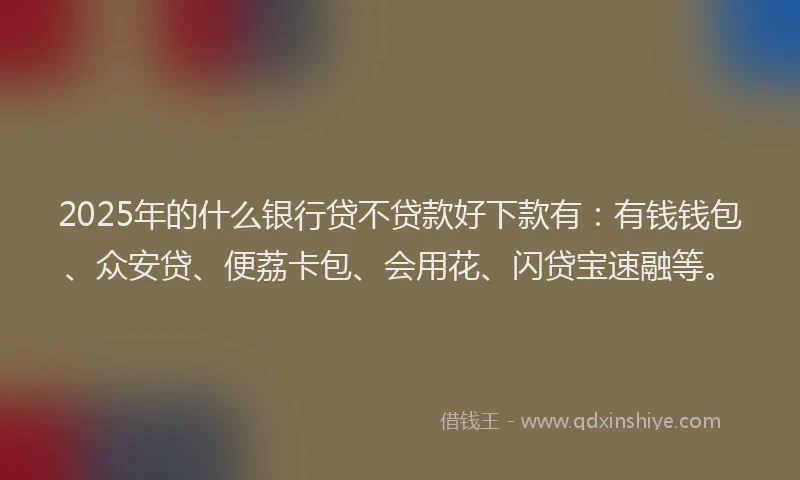 2025年的什么银行贷不贷款好下款有：有钱钱包、众安贷、便荔卡包、会用花、闪贷宝速融等。