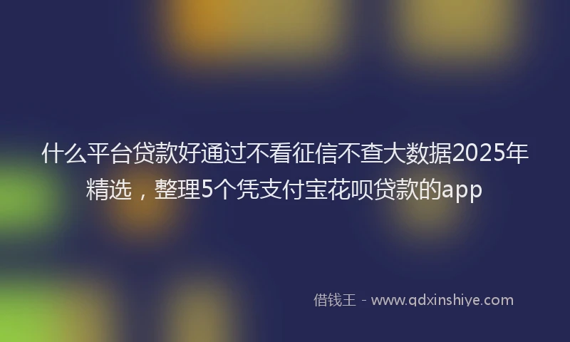 什么平台贷款好通过不看征信不查大数据2025年精选，整理5个凭支付宝花呗贷款的app
