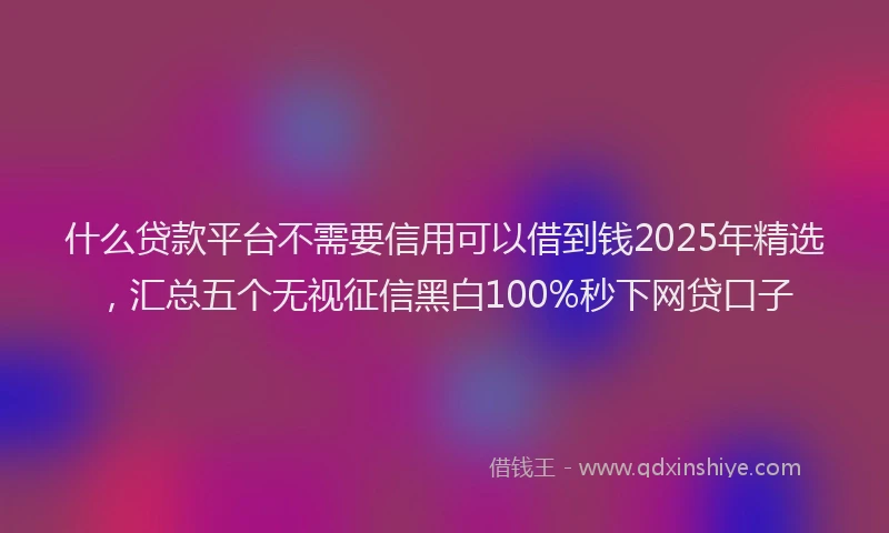 什么贷款平台不需要信用可以借到钱2025年精选，汇总五个无视征信黑白100%秒下网贷口子