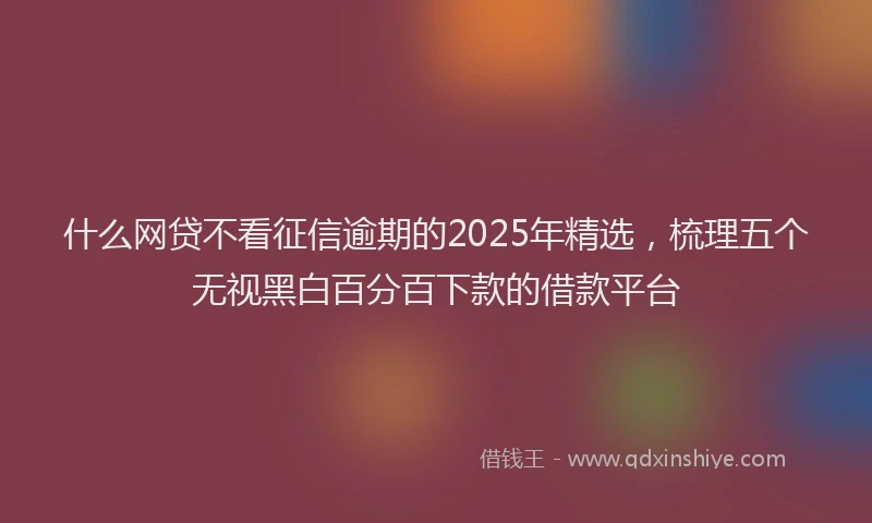 什么网贷不看征信逾期的2025年精选，梳理五个无视黑白百分百下款的借款平台