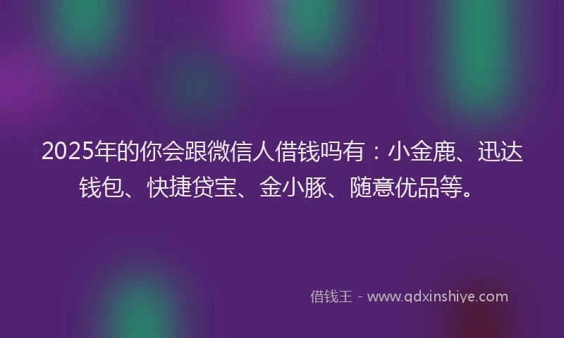 2025年的你会跟微信人借钱吗有：小金鹿、迅达钱包、快捷贷宝、金小豚、随意优品等。