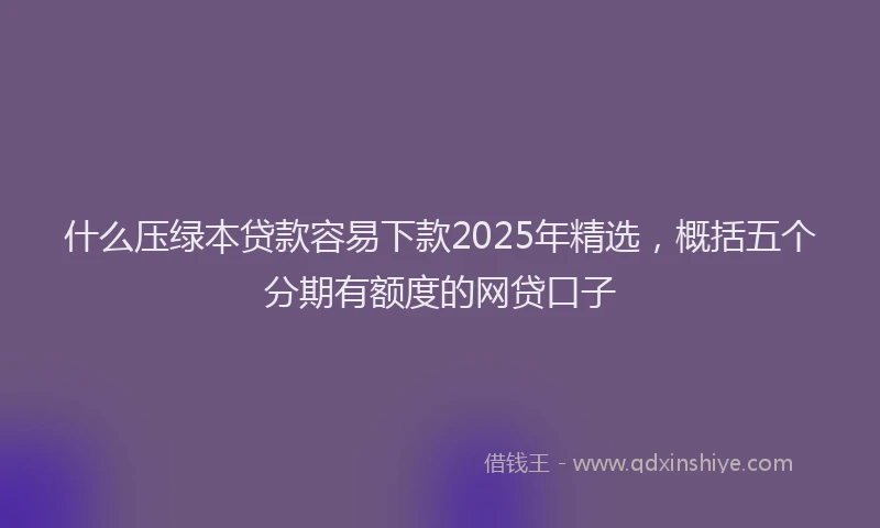 什么压绿本贷款容易下款2025年精选，概括五个分期有额度的网贷口子