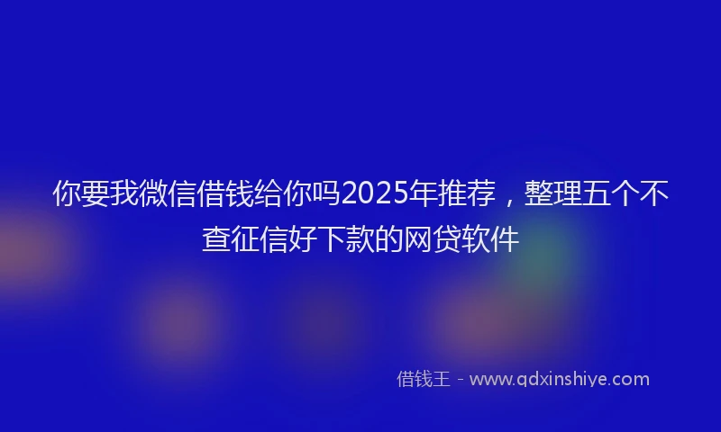 你要我微信借钱给你吗2025年推荐，整理五个不查征信好下款的网贷软件
