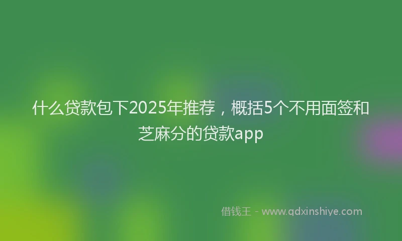 什么贷款包下2025年推荐，概括5个不用面签和芝麻分的贷款app