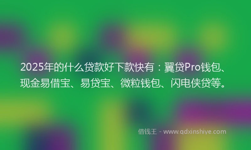 2025年的什么贷款好下款快有：翼贷Pro钱包、现金易借宝、易贷宝、微粒钱包、闪电侠贷等。