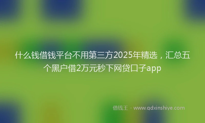 什么钱借钱平台不用第三方2025年精选，汇总五个黑户借2万元秒下网贷口子app