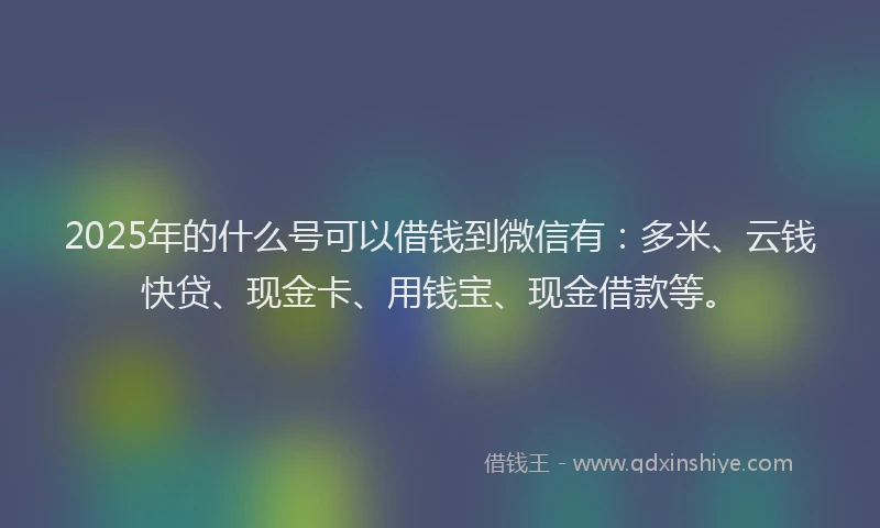 2025年的什么号可以借钱到微信有：多米、云钱快贷、现金卡、用钱宝、现金借款等。