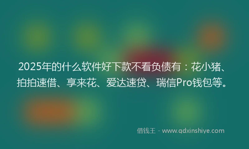 2025年的什么软件好下款不看负债有：花小猪、拍拍速借、享来花、爱达速贷、瑞信Pro钱包等。