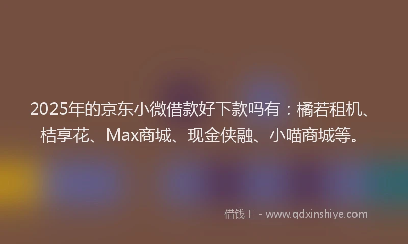 2025年的京东小微借款好下款吗有：橘若租机、桔享花、Max商城、现金侠融、小喵商城等。