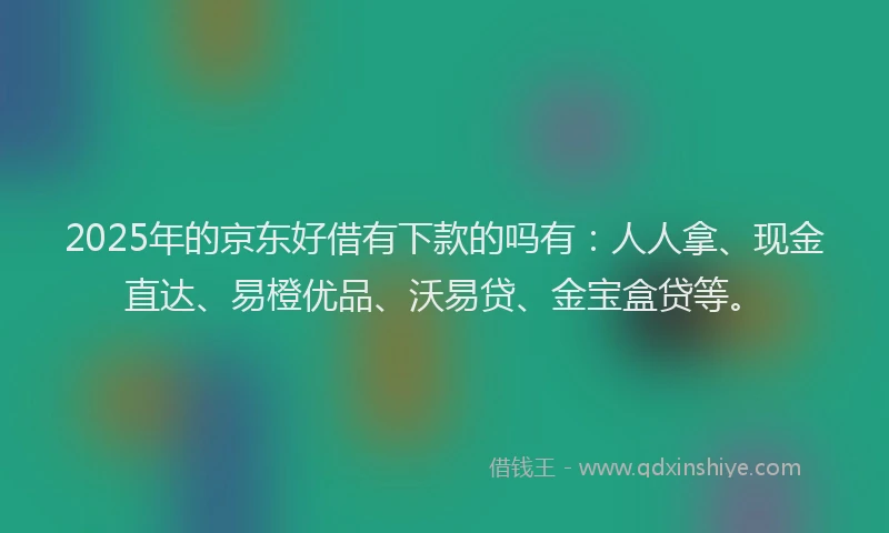 2025年的京东好借有下款的吗有：人人拿、现金直达、易橙优品、沃易贷、金宝盒贷等。