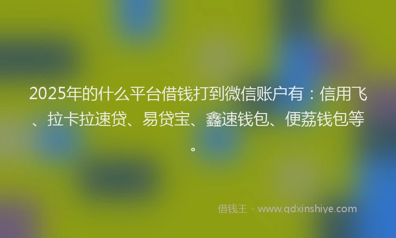 2025年的什么平台借钱打到微信账户有：信用飞、拉卡拉速贷、易贷宝、鑫速钱包、便荔钱包等。