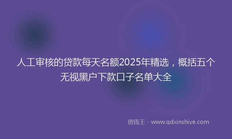 人工审核的贷款每天名额2025年精选，概括五个无视黑户下款口子名单大全