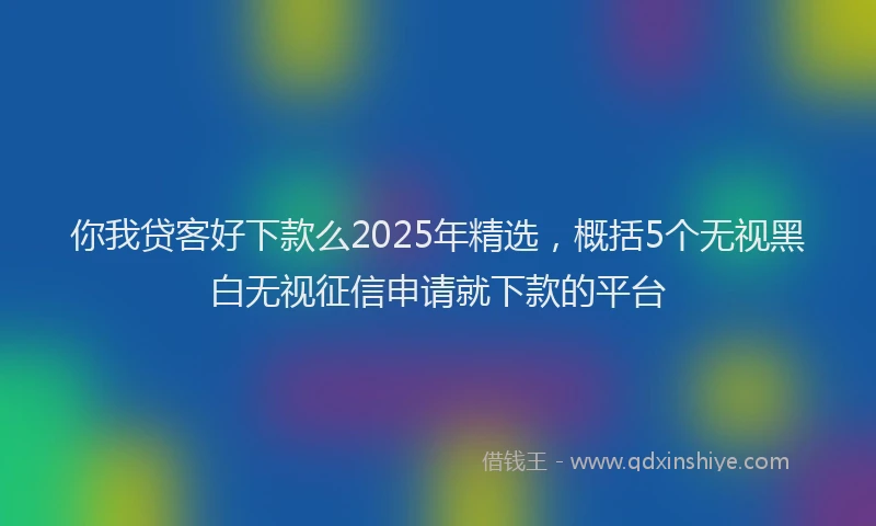 你我贷客好下款么2025年精选，概括5个无视黑白无视征信申请就下款的平台