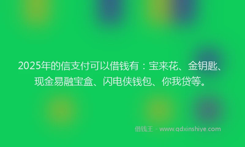 2025年的信支付可以借钱有：宝来花、金钥匙、现金易融宝盒、闪电侠钱包、你我贷等。