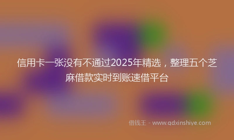 信用卡一张没有不通过2025年精选，整理五个芝麻借款实时到账速借平台