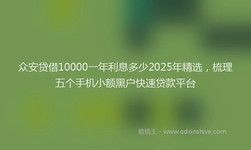 众安贷借10000一年利息多少2025年精选，梳理五个手机小额黑户快速贷款平台