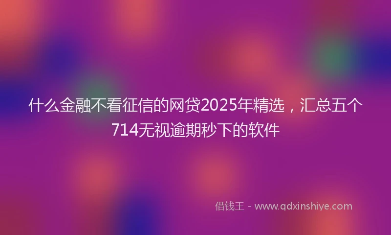 什么金融不看征信的网贷2025年精选，汇总五个714无视逾期秒下的软件