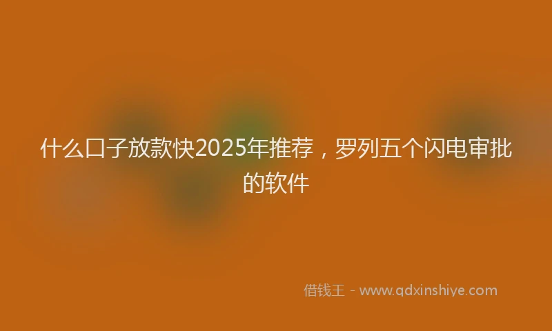 什么口子放款快2025年推荐，罗列五个闪电审批的软件