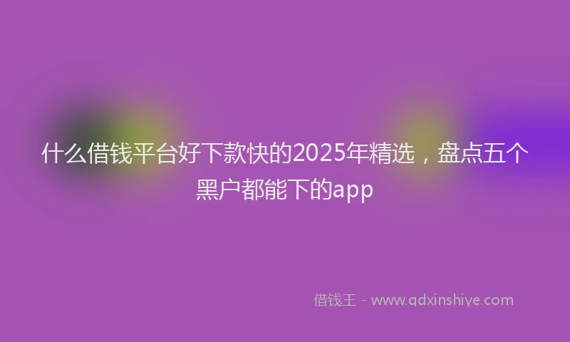 什么借钱平台好下款快的2025年精选，盘点五个黑户都能下的app