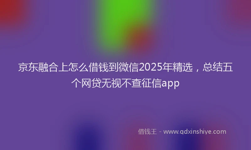 京东融合上怎么借钱到微信2025年精选,总结五个网贷无视不查征信app
