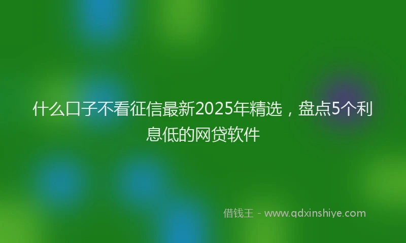 什么口子不看征信最新2025年精选，盘点5个利息低的网贷软件